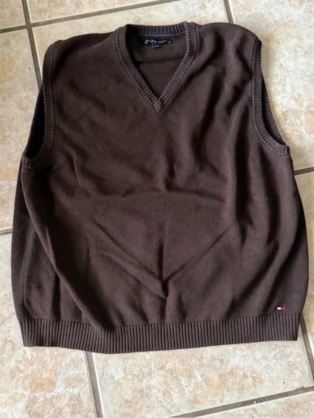 Tommy Hilfiger Vintage Brown Knit Sweater Vest - Size XL